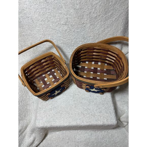 Set Of 2 Vintage Boyd’s Bears Star Spangled Americana Baskets # 65187 - Picture 2 of 7